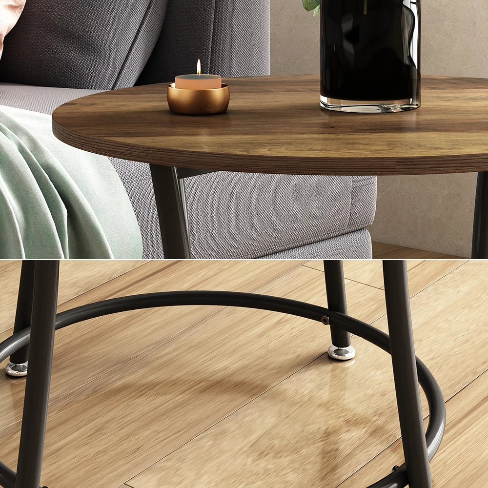 Nahaufnahme von Couchtisch in Antikholz, zeigt Textur/Details