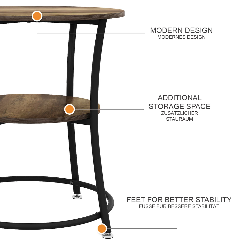 Couchtisch Quebec Antikholz 50 x 50 cm mit Ablage livinity®