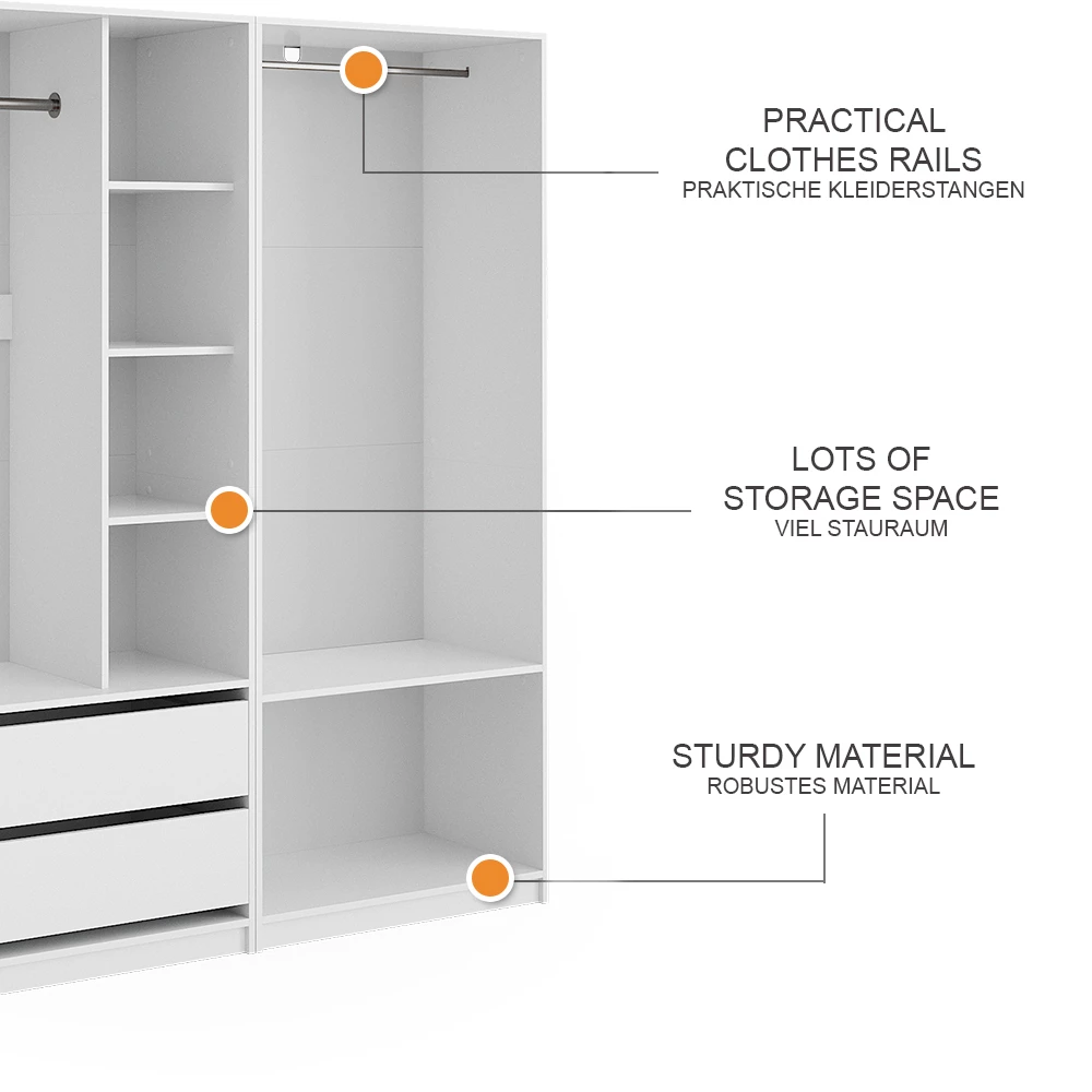 Vicco Garderobe Hvid 100 x 200 cm Sæt med 2 stk., Elmo