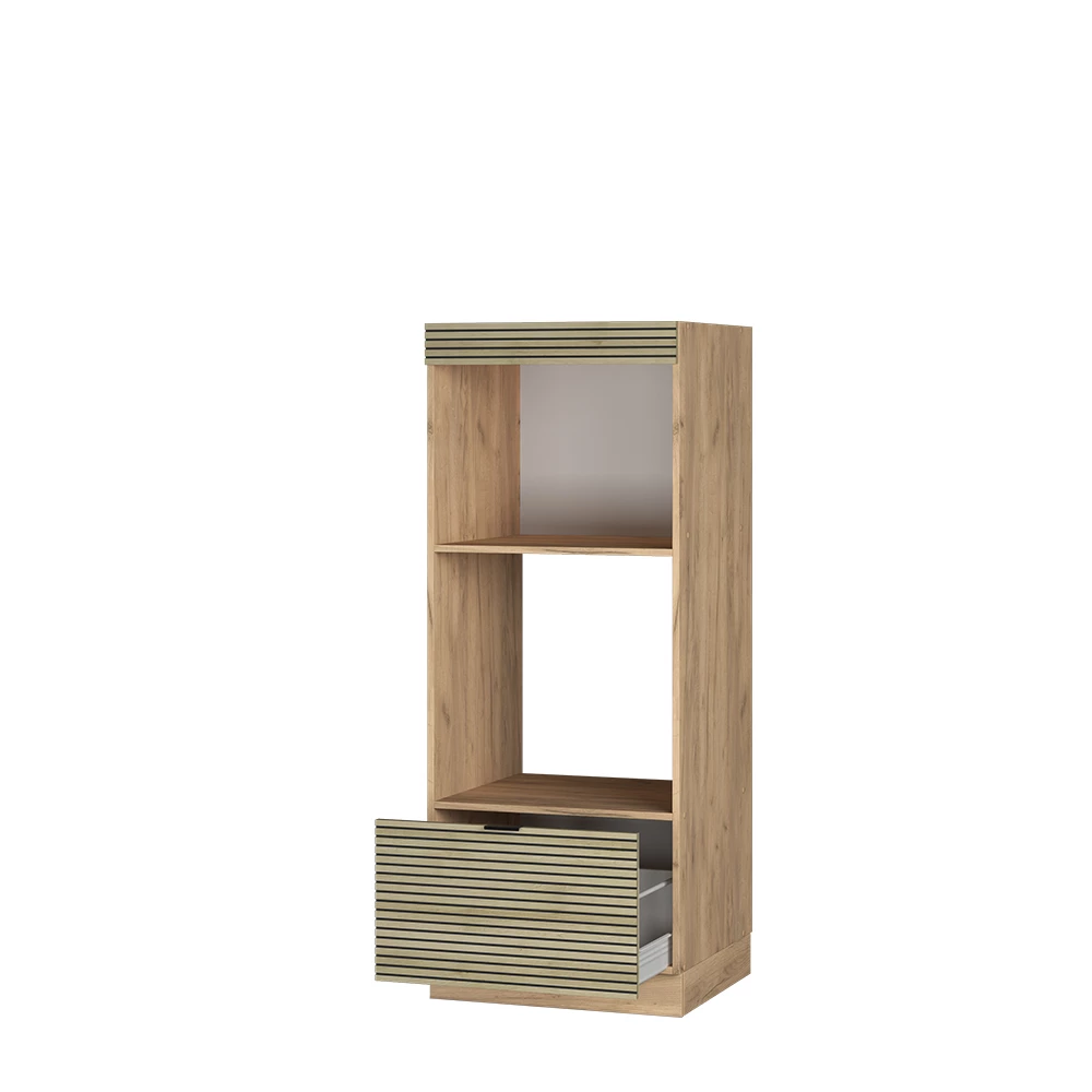 Magnetronkast in Eiken paneel shown in ambient setting with decoration