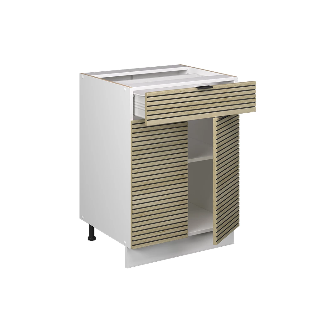 Dulap de bază pentru bucătărie in Panou de stejar on white background