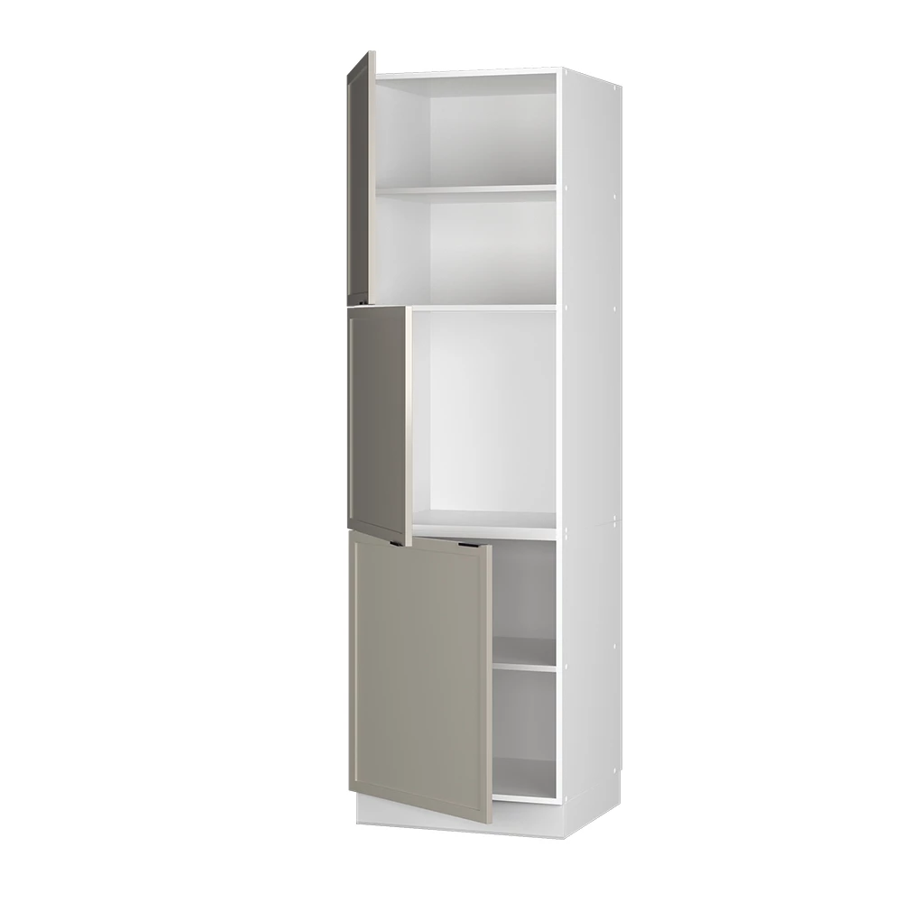 Meuble pour four en GrisBeige sur fond blanc
