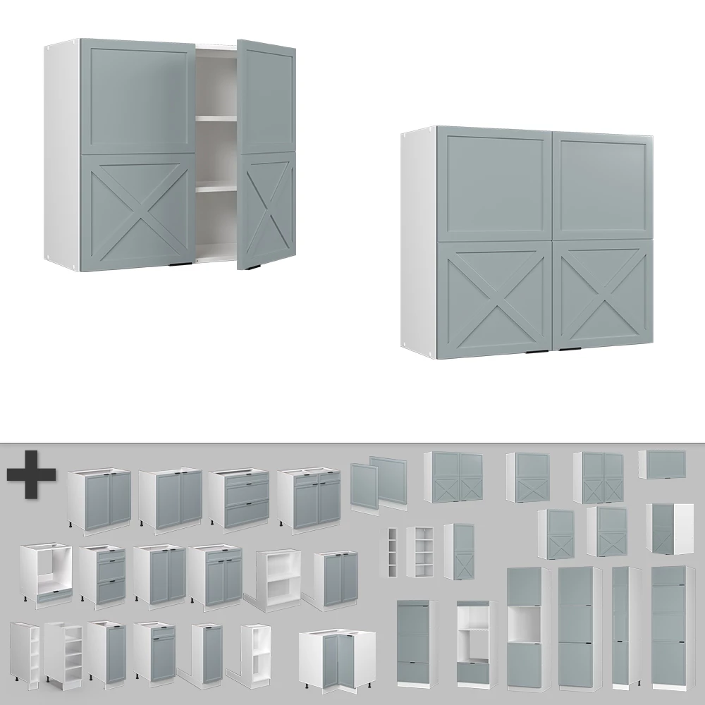 Close-up of Mobile da cucina in vetro in Blu-grigio chiaro, showing texture/details