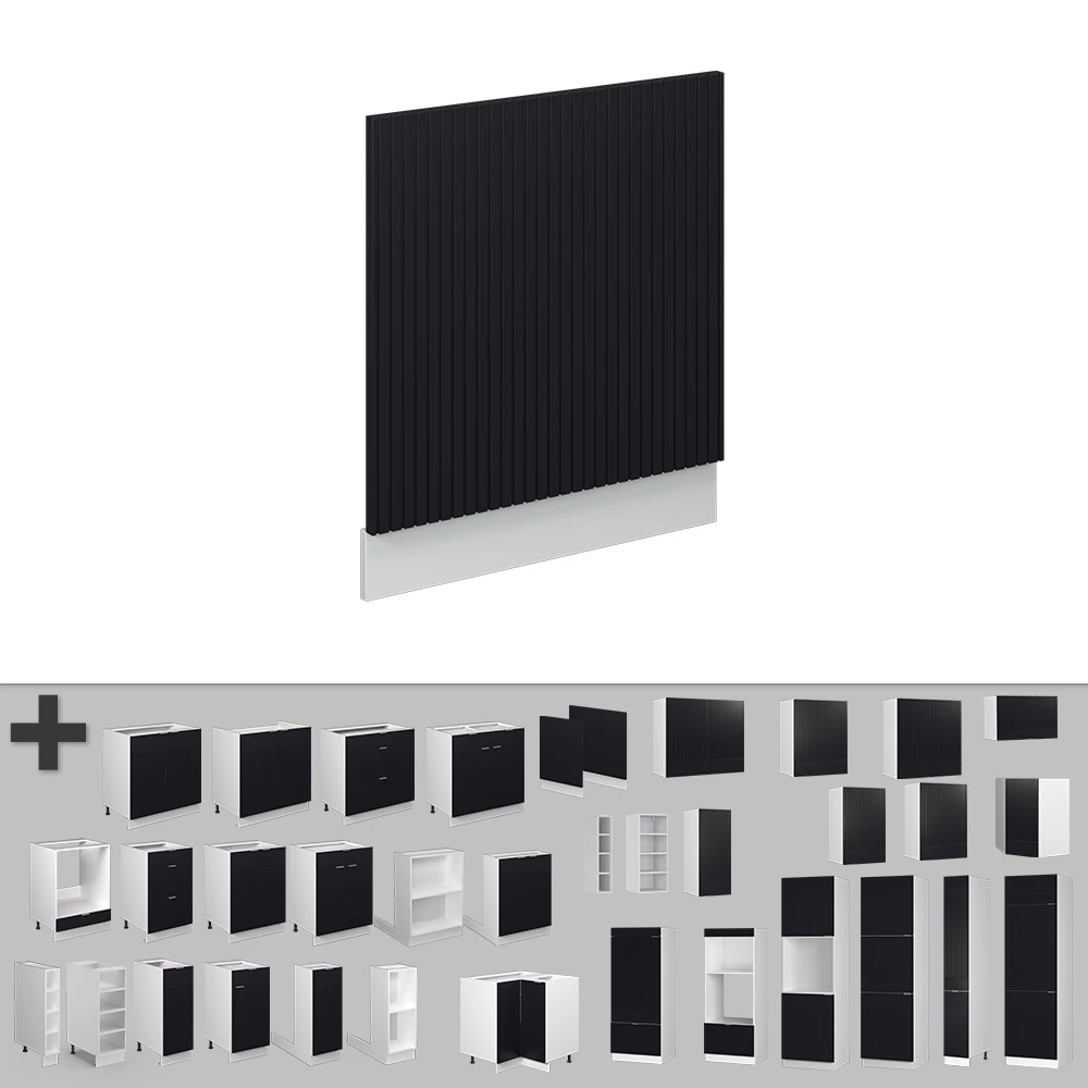 Pannello frontale in Nero a righe su sfondo bianco