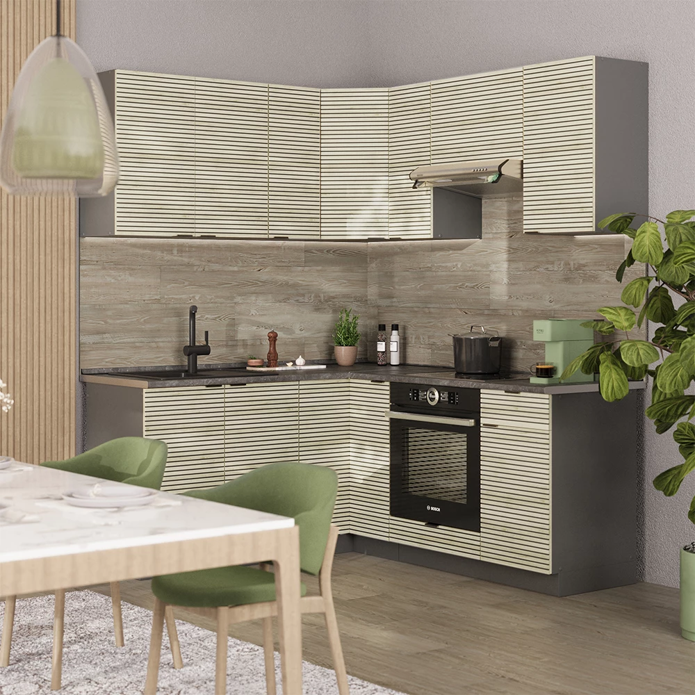 Vicco Rohová kuchyňa Dubový panel/antracit 160 x 60 cm bez pracovnej dosky, Fame-Line