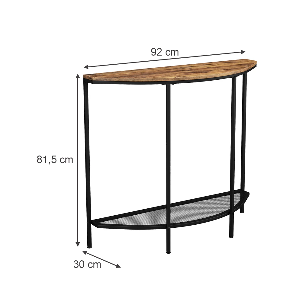 livinity® Konsolentisch Eiche rustikal 92 x 81.5 cm mit offener Ablage, Fyrk