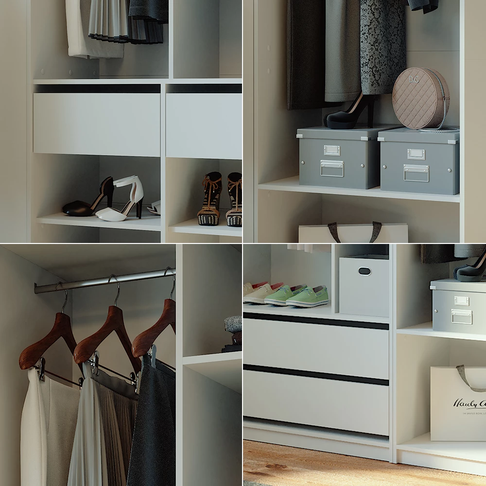 Nærbillede af Garderobe i farven Hvid, der viser struktur/detaljer