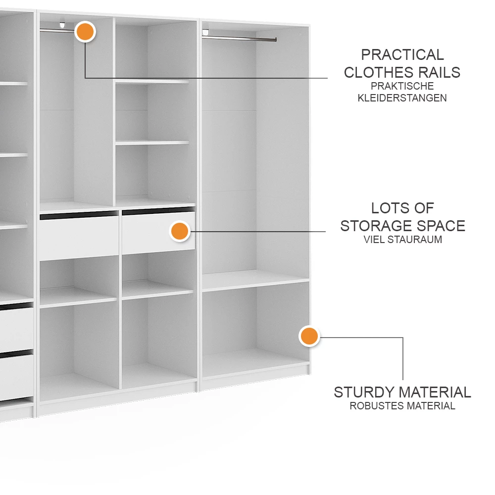 Vicco Garderobe Hvid 100 x 200 cm Sæt med 3 stk., Elmo