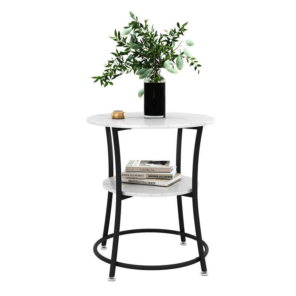 Soffbord in Marmor Vit on white background with decorative elements