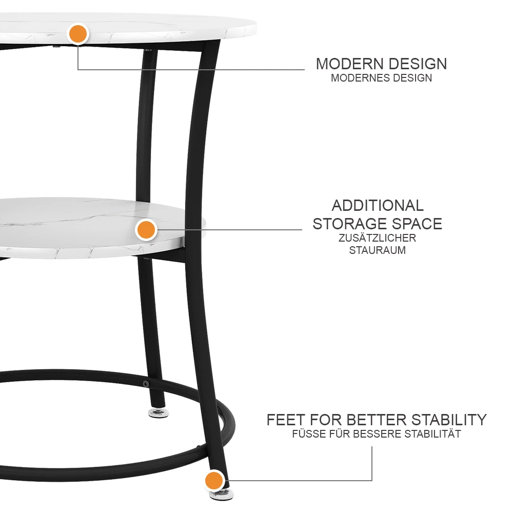 Couchtisch Quebec Marmor Weiß 50 x 50 cm mit Ablage livinity®