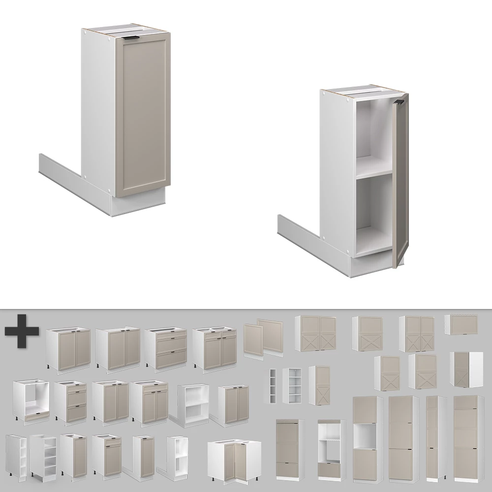 Nahaufnahme von Kücheninsel in GrauBeige, zeigt Textur/Details