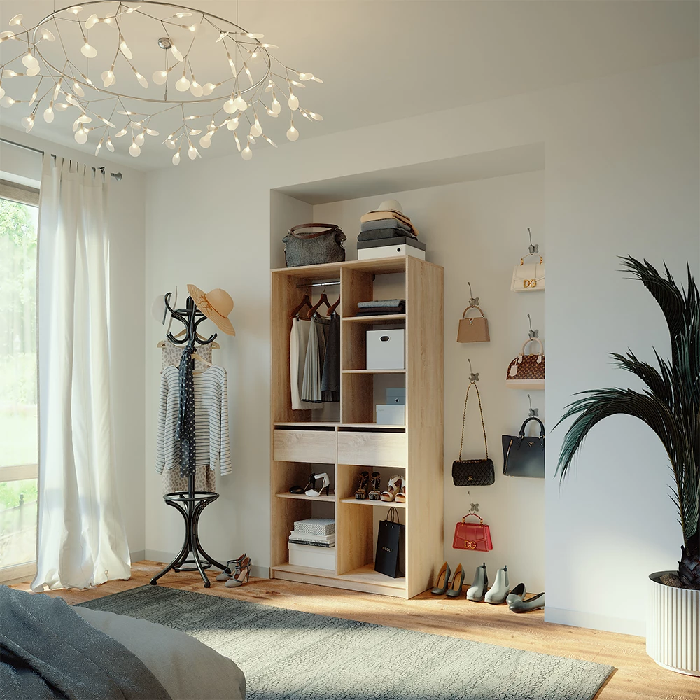 Kleiderschrank in Sonoma auf weißem Hintergrund