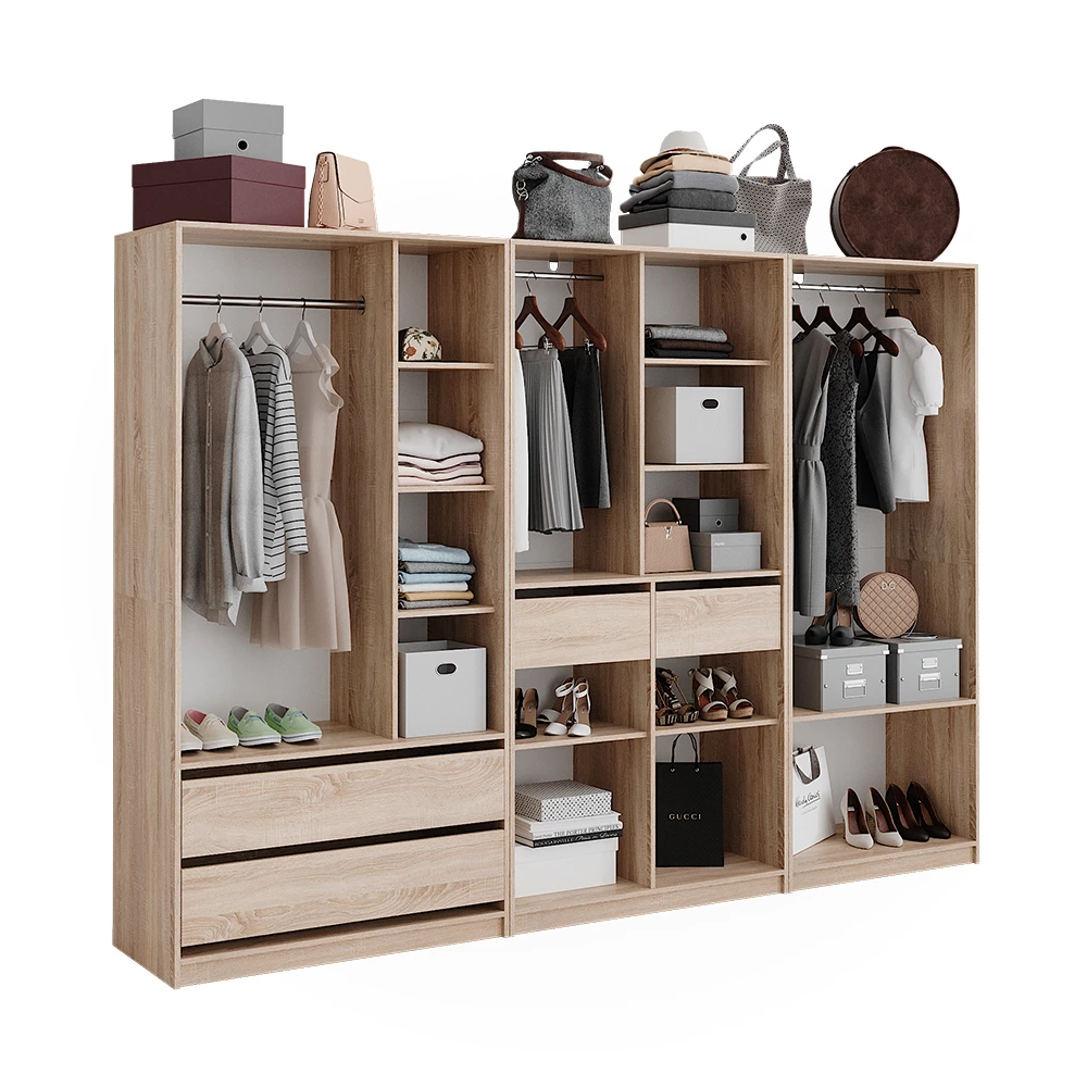 livinity® Kleiderschrank Sonoma 100 x 200 cm 3er Set, Elmo