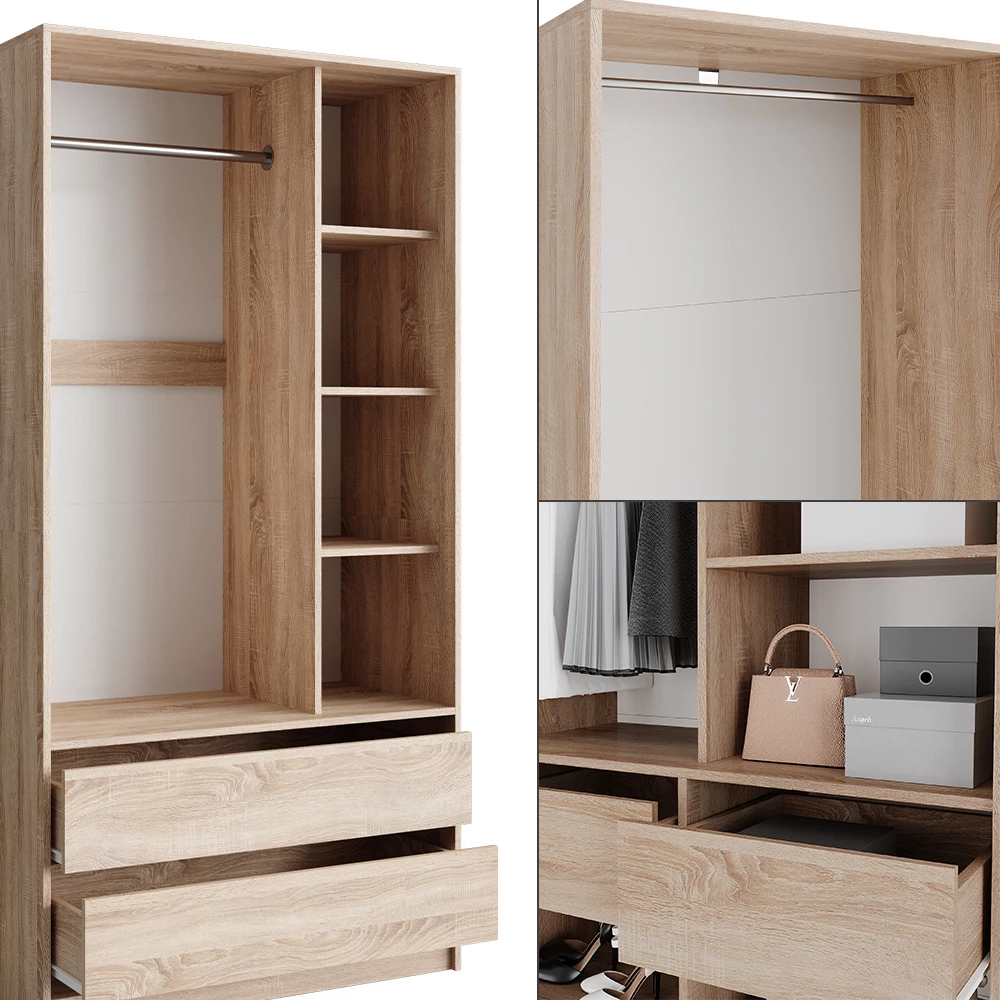 livinity® Kleiderschrank Sonoma 100 x 200 cm 3er Set, Elmo