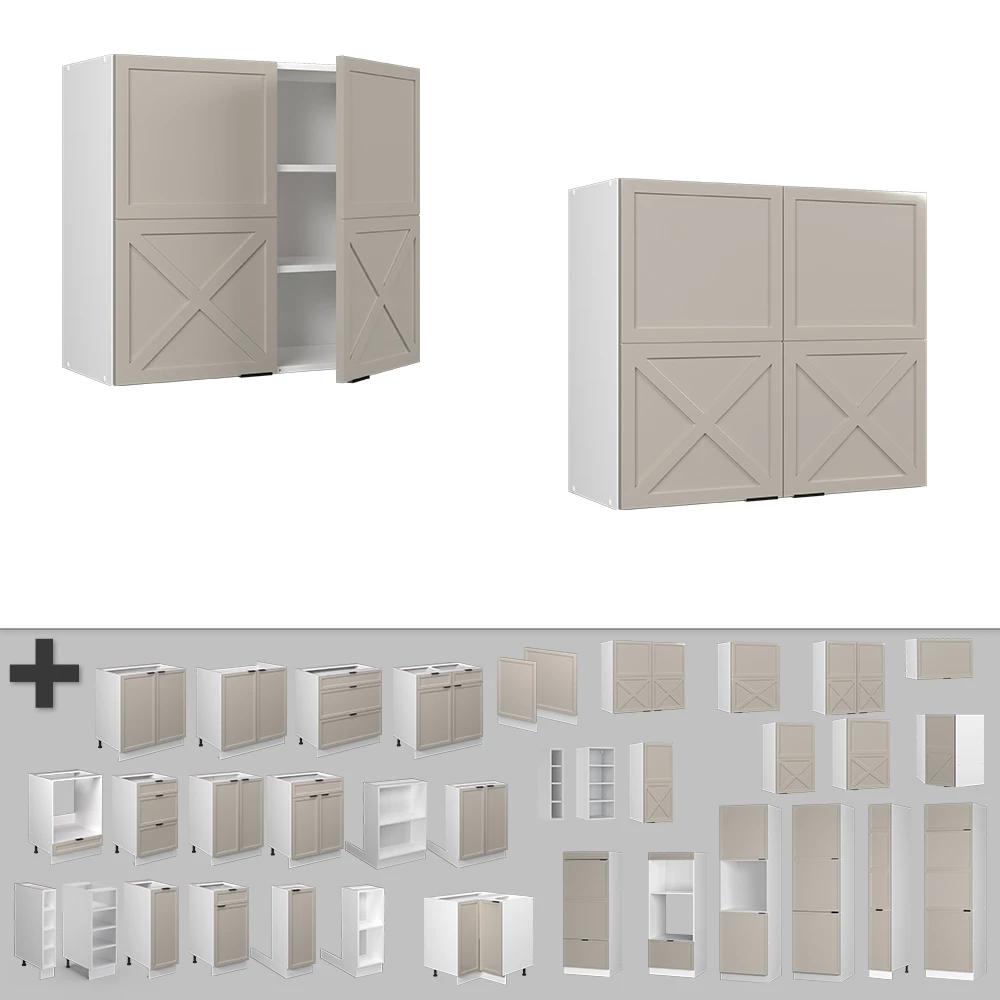 Gros plan de Armoire en verre en GrisBeige, montrant la texture/les détails