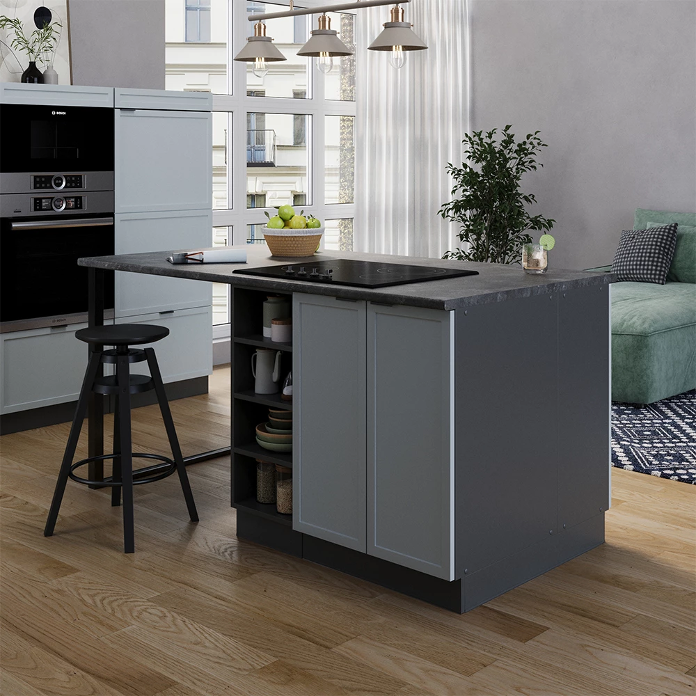 Vicco Keukeneiland "Fame-Line", Licht blauw-grijs, 90 cm zonder werkblad