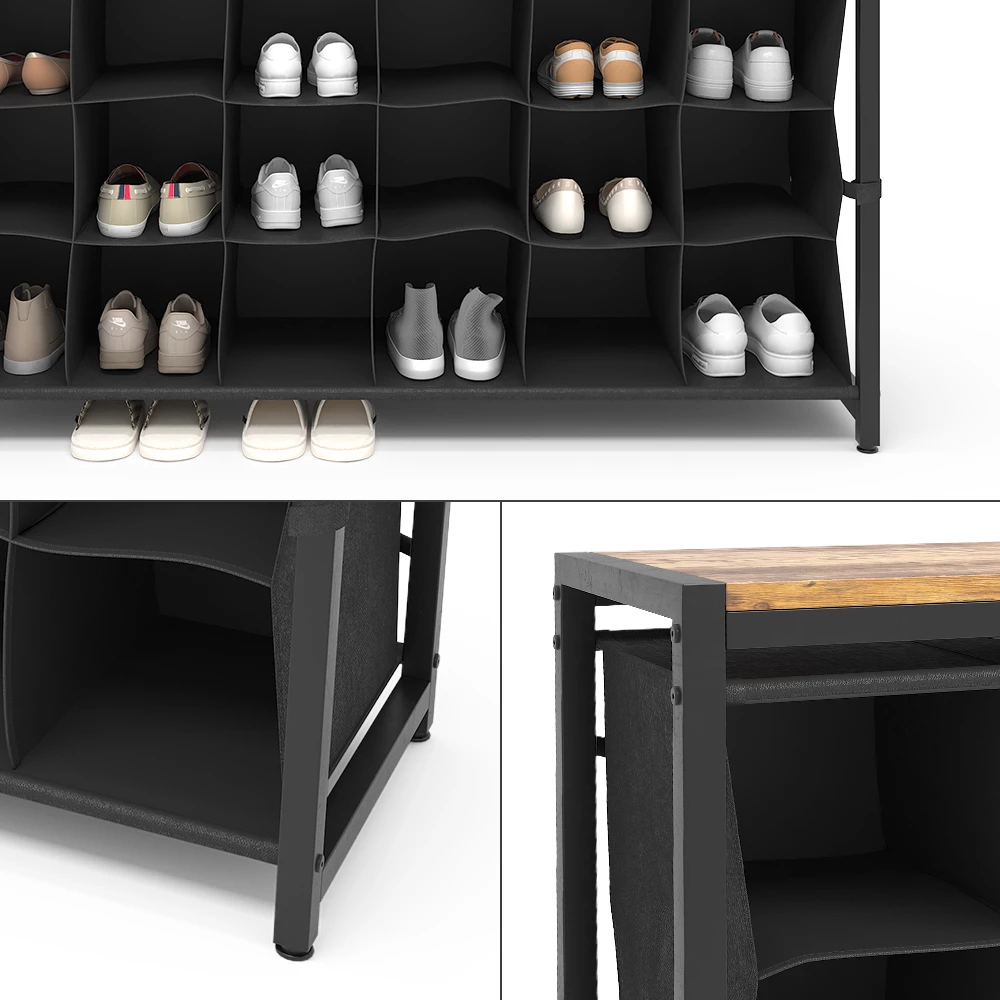 Nahaufnahme von Schuhschrank in Eiche rustikal, zeigt Design- und Oberflächendetails