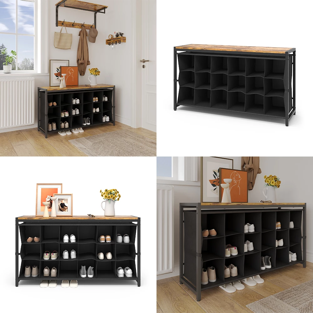 Schuhschrank Fyrk Eiche rustikal 100 x 54.5 cm livinity®