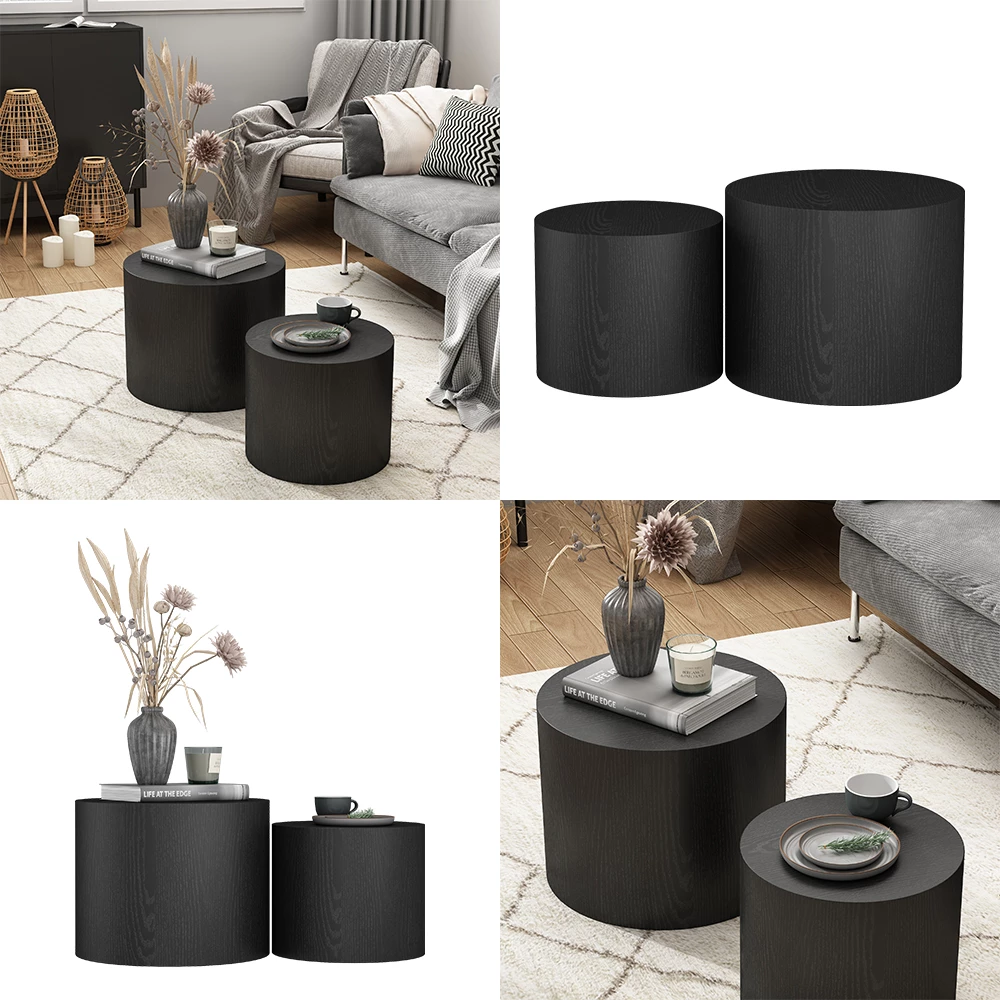 Couchtisch-Set Giva Schwarz 48 x 48 cm livinity®