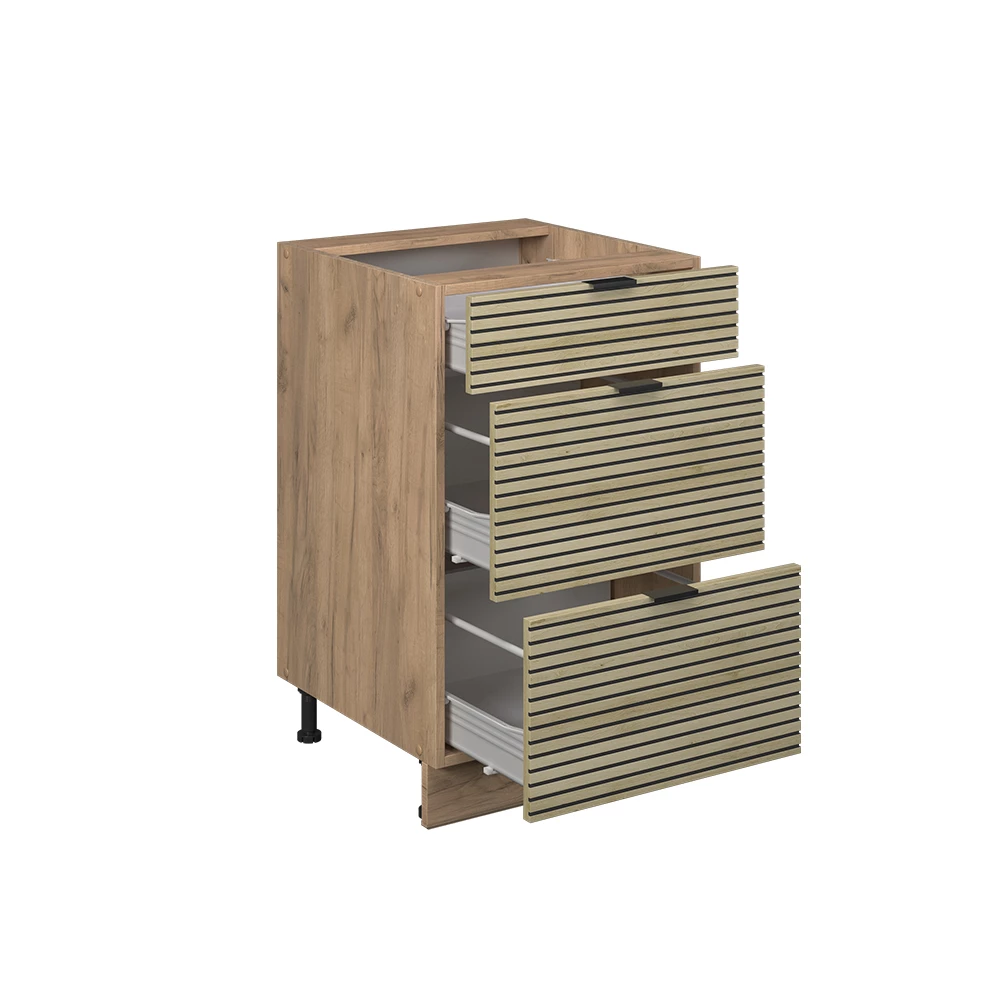 Mueble bajo de cocina en Panel de roble sobre fondo blanco
