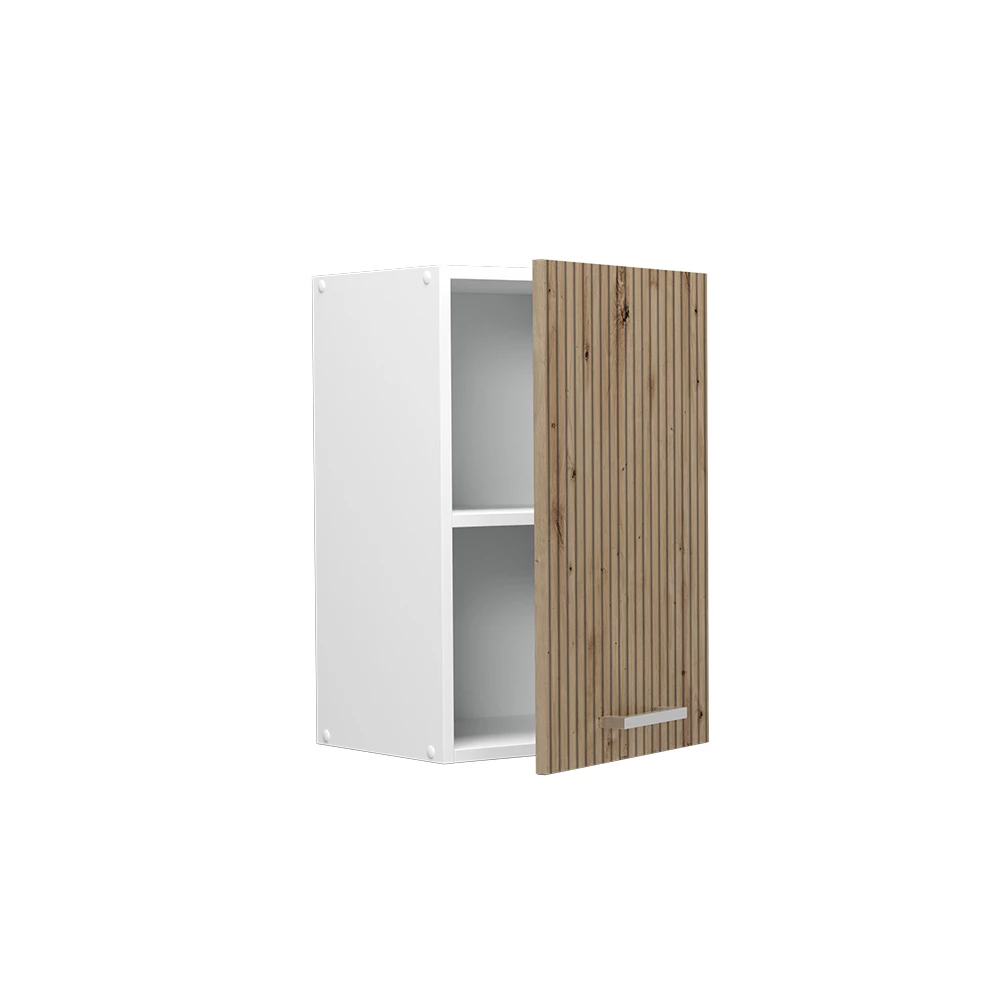Hängeschrank in Artisan-Eiche auf weißem Hintergrund