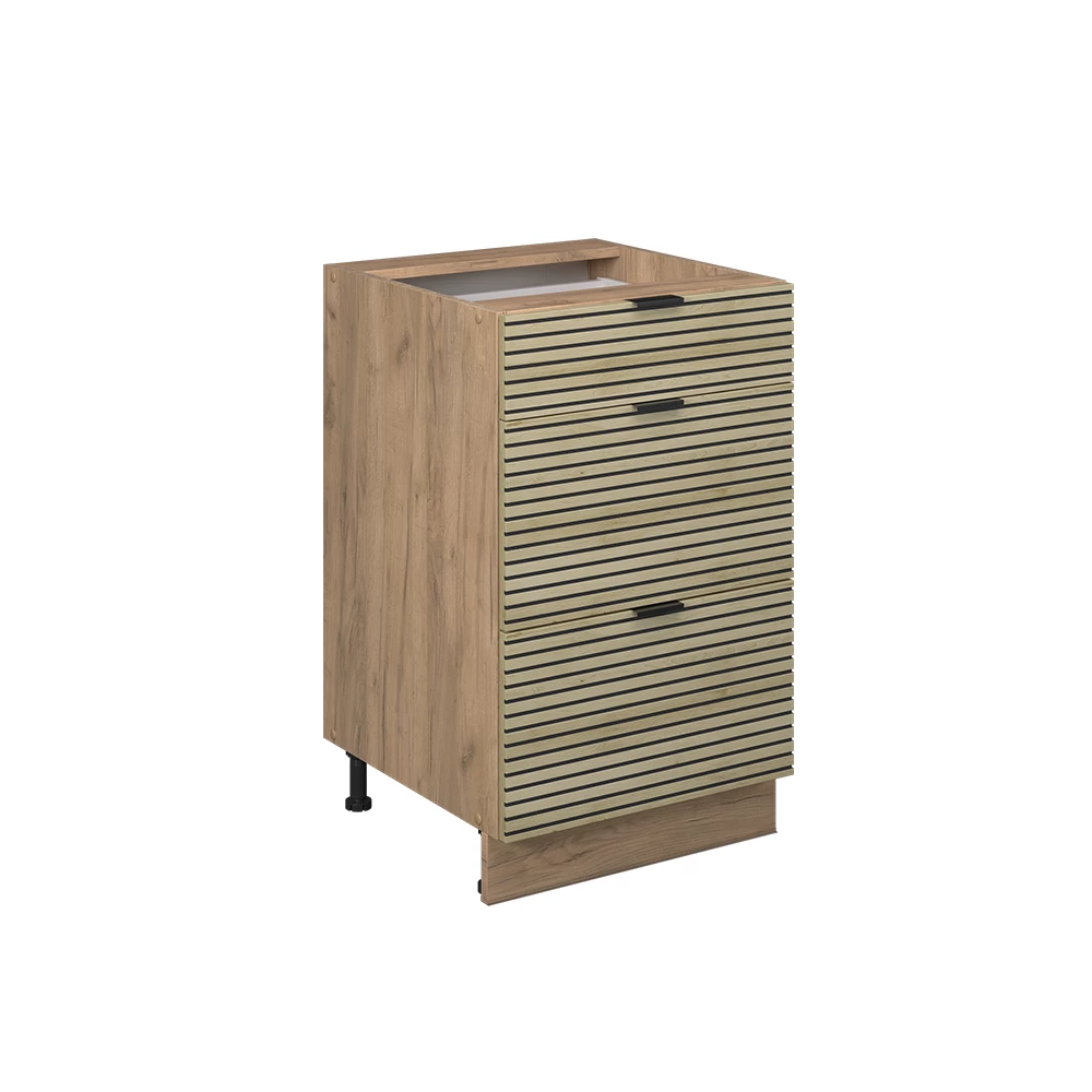 Mueble bajo de cocina en Panel de roble sobre fondo blanco