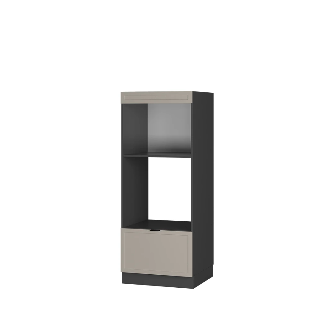 Mikrowellenschrank in GrauBeige auf weißem Hintergrund
