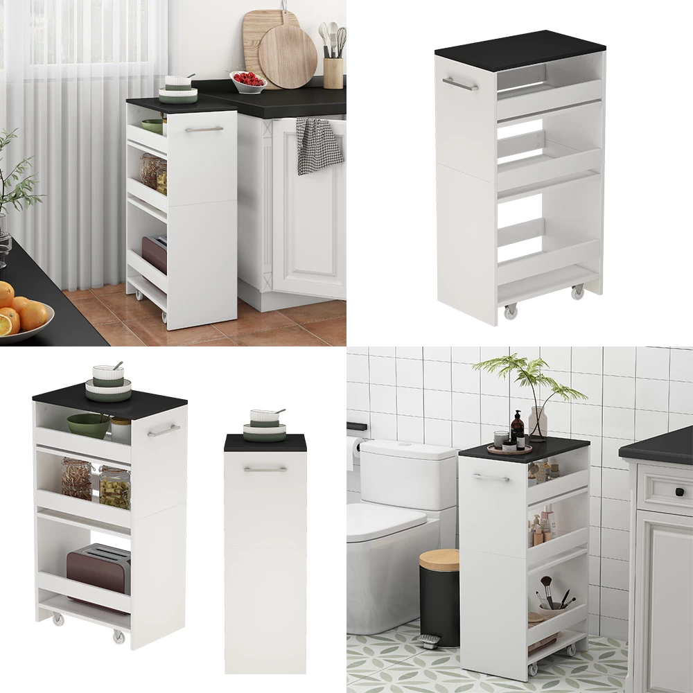 Rollcontainer Rivo Weiß/Anthrazit 30 x 84.8 cm livinity®