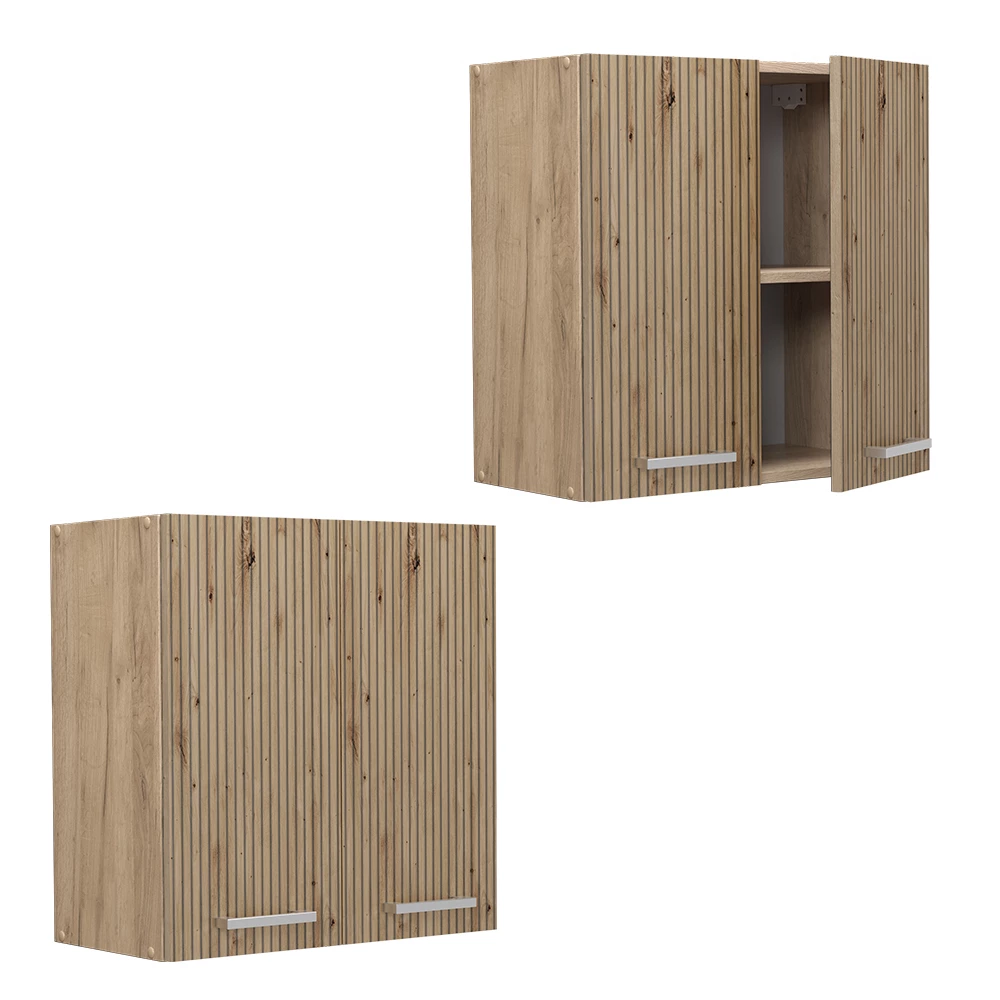 Nahaufnahme von Hängeschrank in Artisan-Eiche, zeigt Textur/Details