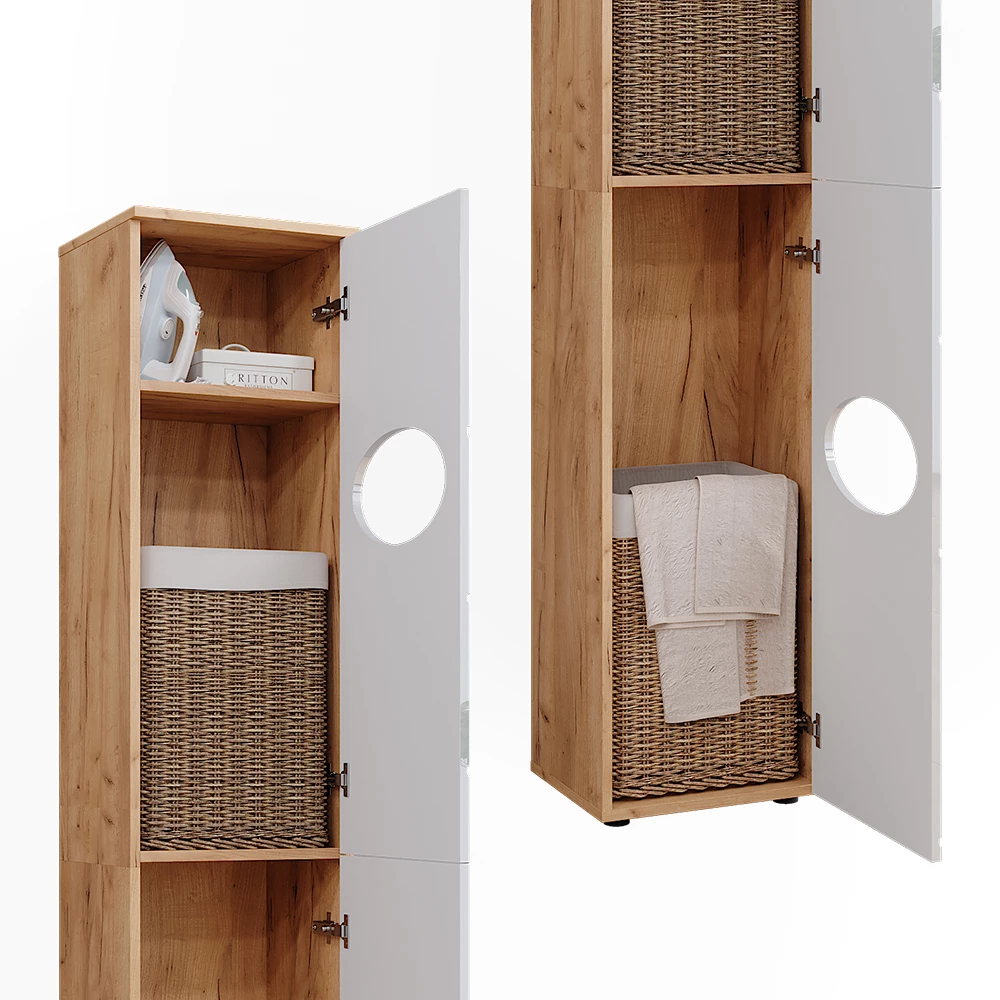 Vicco Badmeubel Goldkraft eiken/wit hoogglans 37.2 x 192 cm, Irma