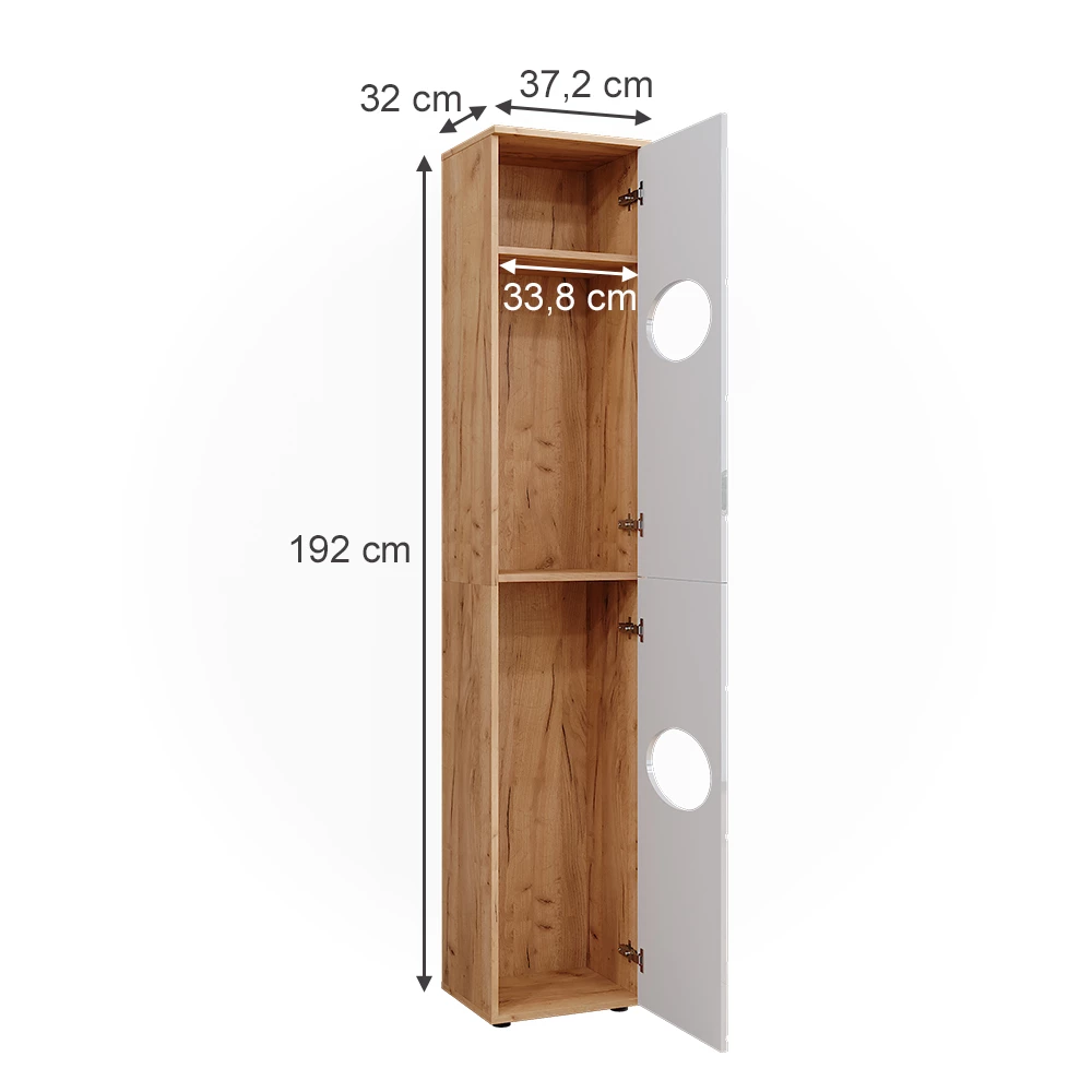 Vicco Badmeubel Goldkraft eiken/wit hoogglans 37.2 x 192 cm, Irma