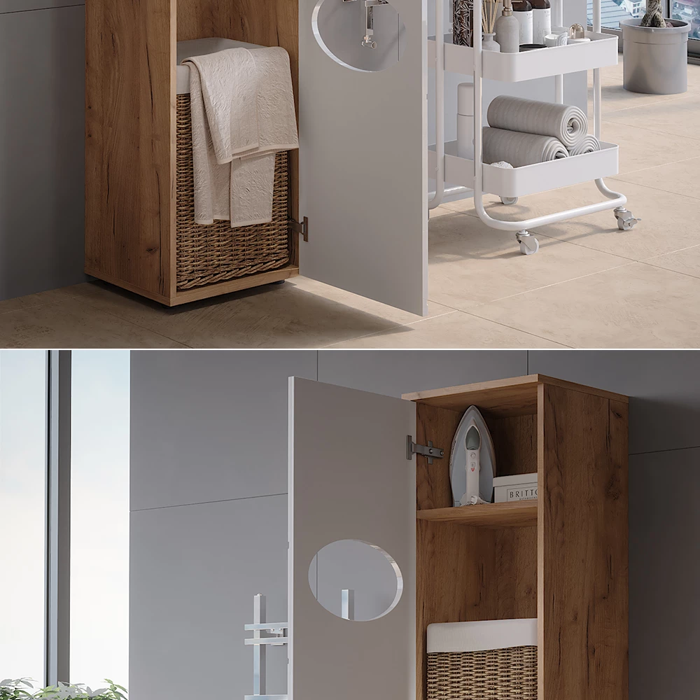 Vicco Badmeubel Goldkraft eiken/wit hoogglans 37.2 x 192 cm, Irma
