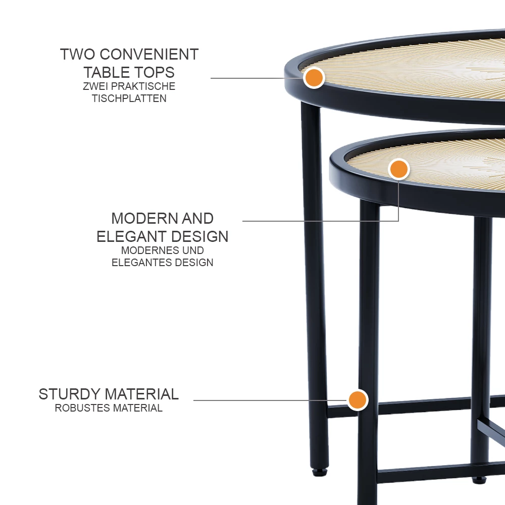 Beistelltisch-Set Winnipeg Holz 62 x 62 cm 2 Teile livinity®