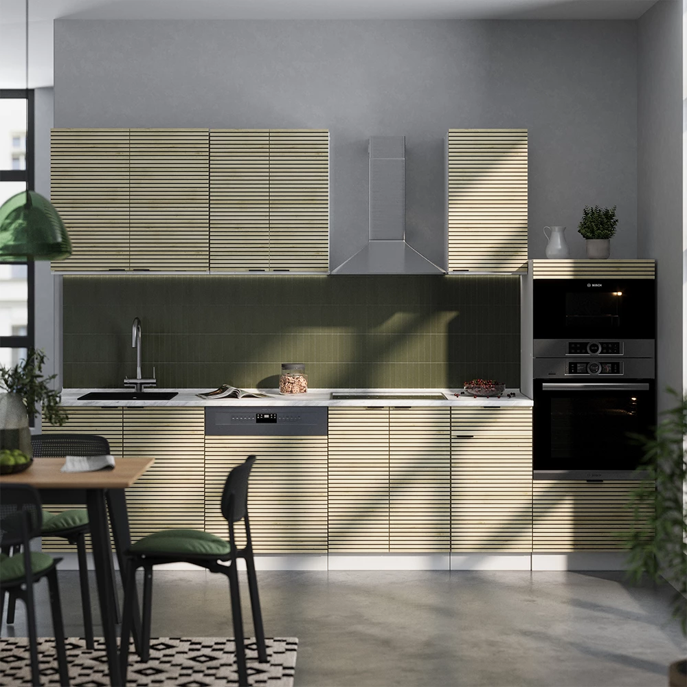 Kitchenette in Panou stejar/alb on white background