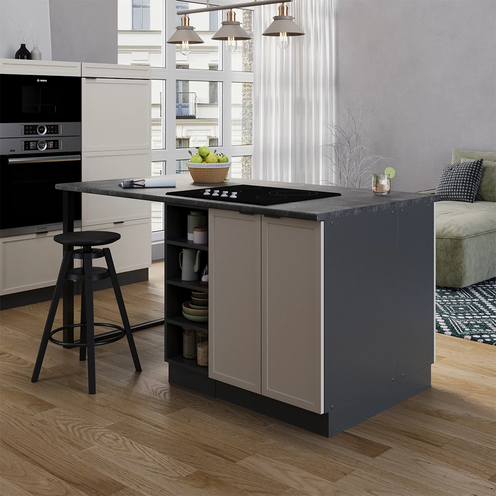 Vicco Isola cucina "Fame-Line", GrigioBeige, 90 cm senza piano di lavoro