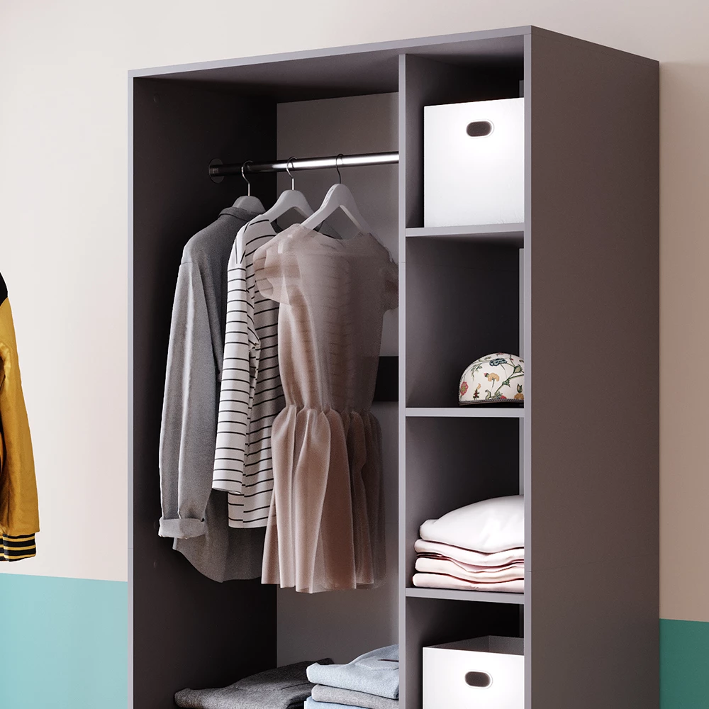Vicco Kleiderschrank Anthrazit 100 x 200 cm mit 2 Schubladen, Elmo