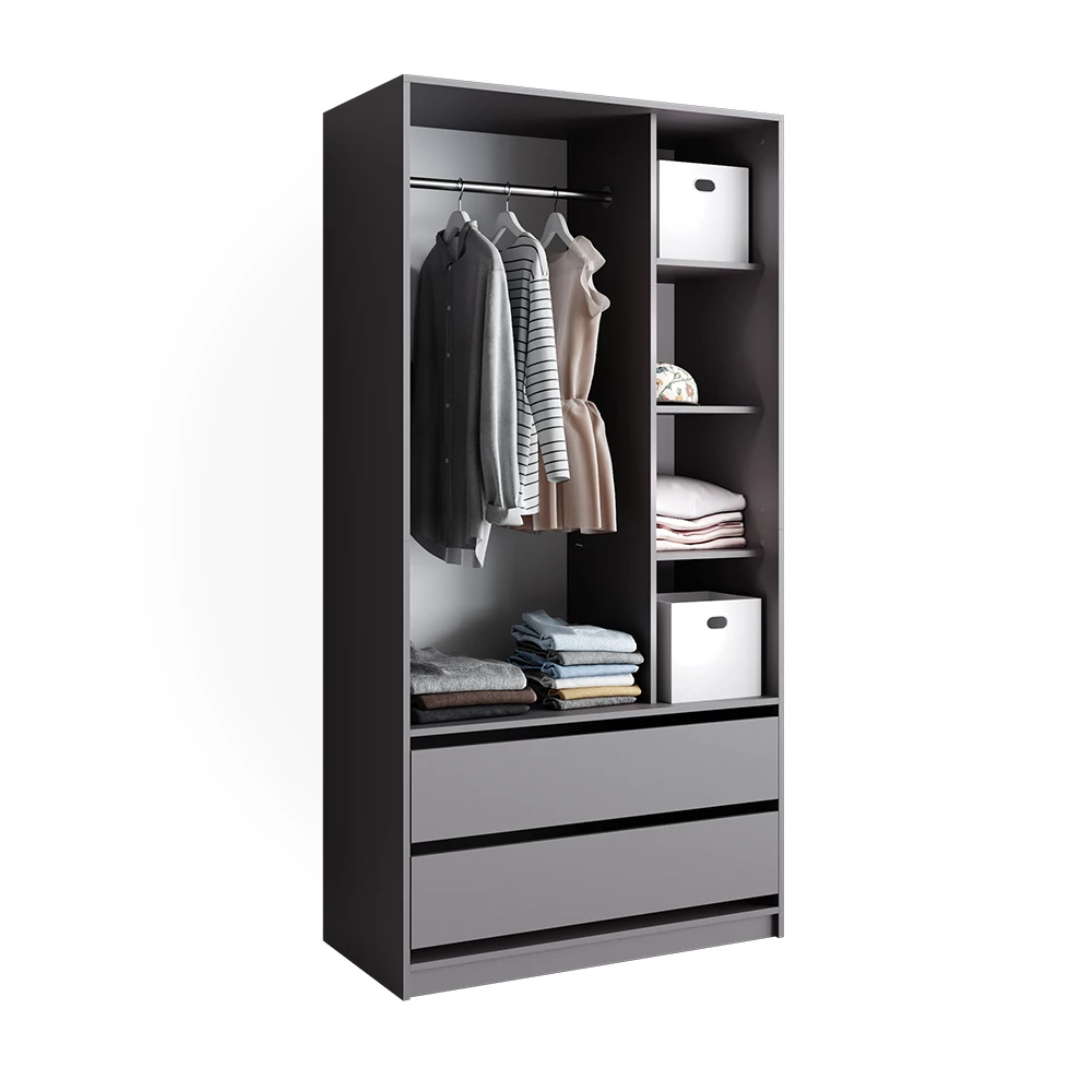 Vicco Kleiderschrank Anthrazit 100 x 200 cm mit 2 Schubladen, Elmo