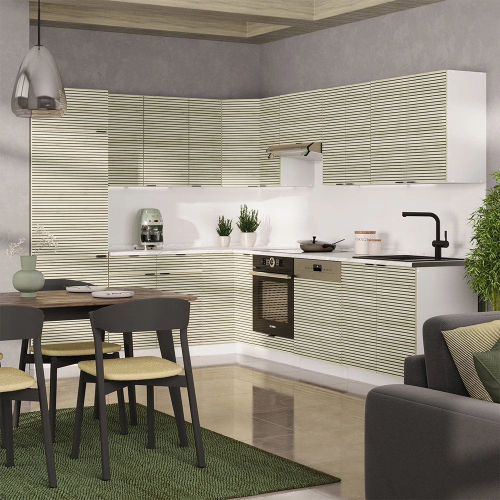 Bucătărie de colț in Panou stejar/alb on white background