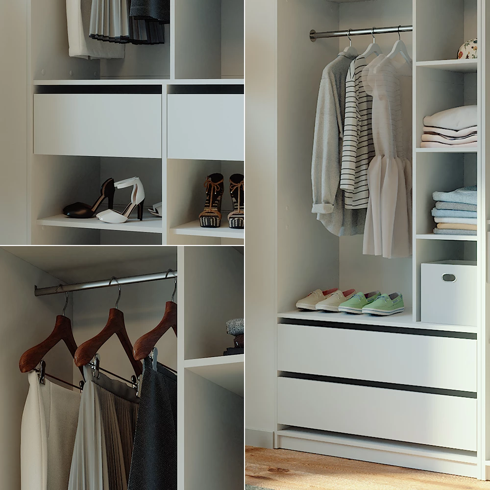 Nærbillede af Garderobe i farven Hvid, der viser struktur/detaljer