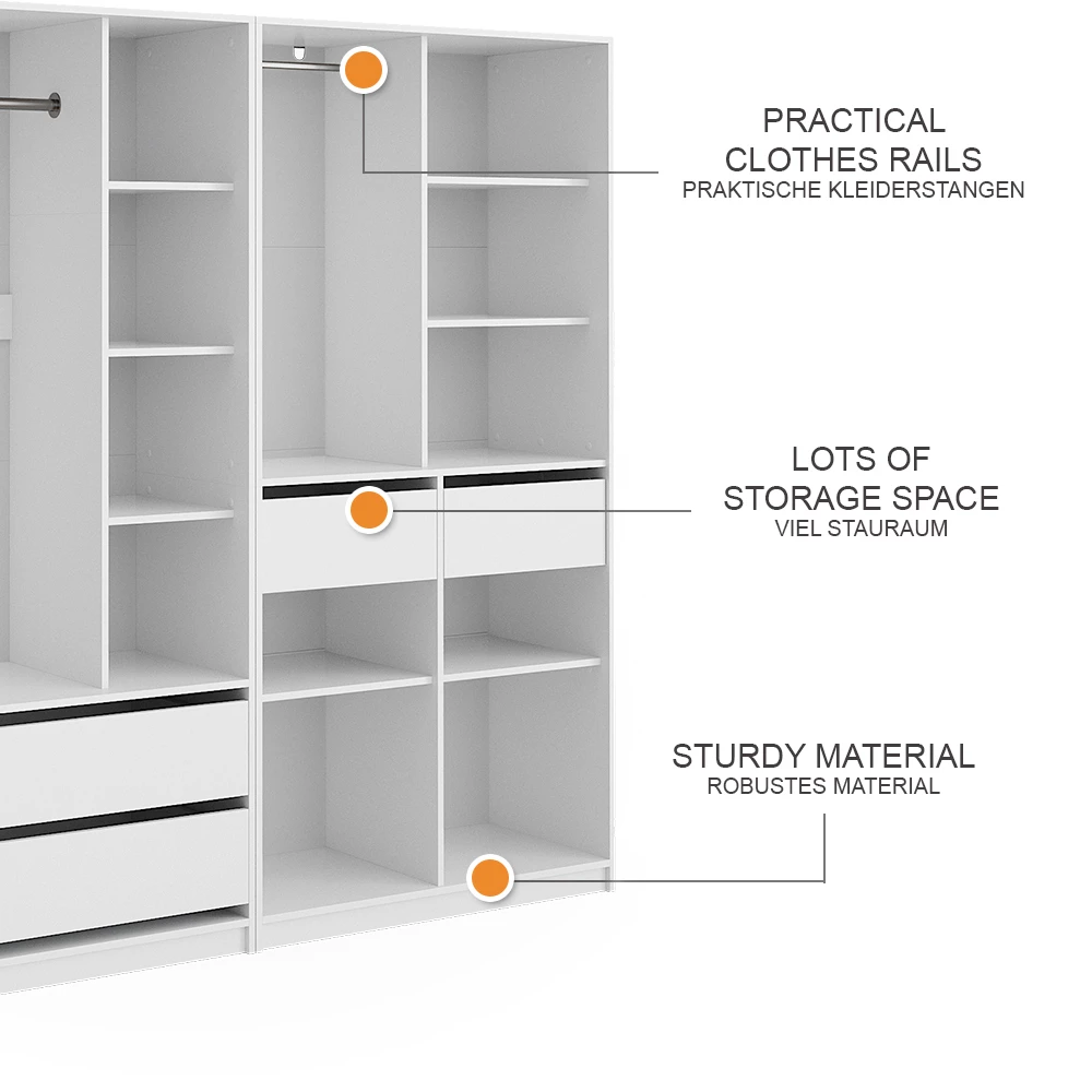Vicco Garderobe Hvid 100 x 200 cm Sæt med 2 stk., Elmo