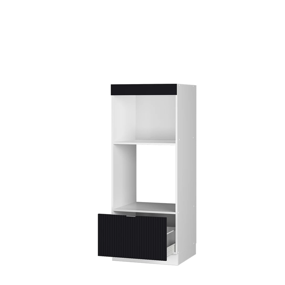 Armoire micro-ondes en Noir rayé sur fond blanc