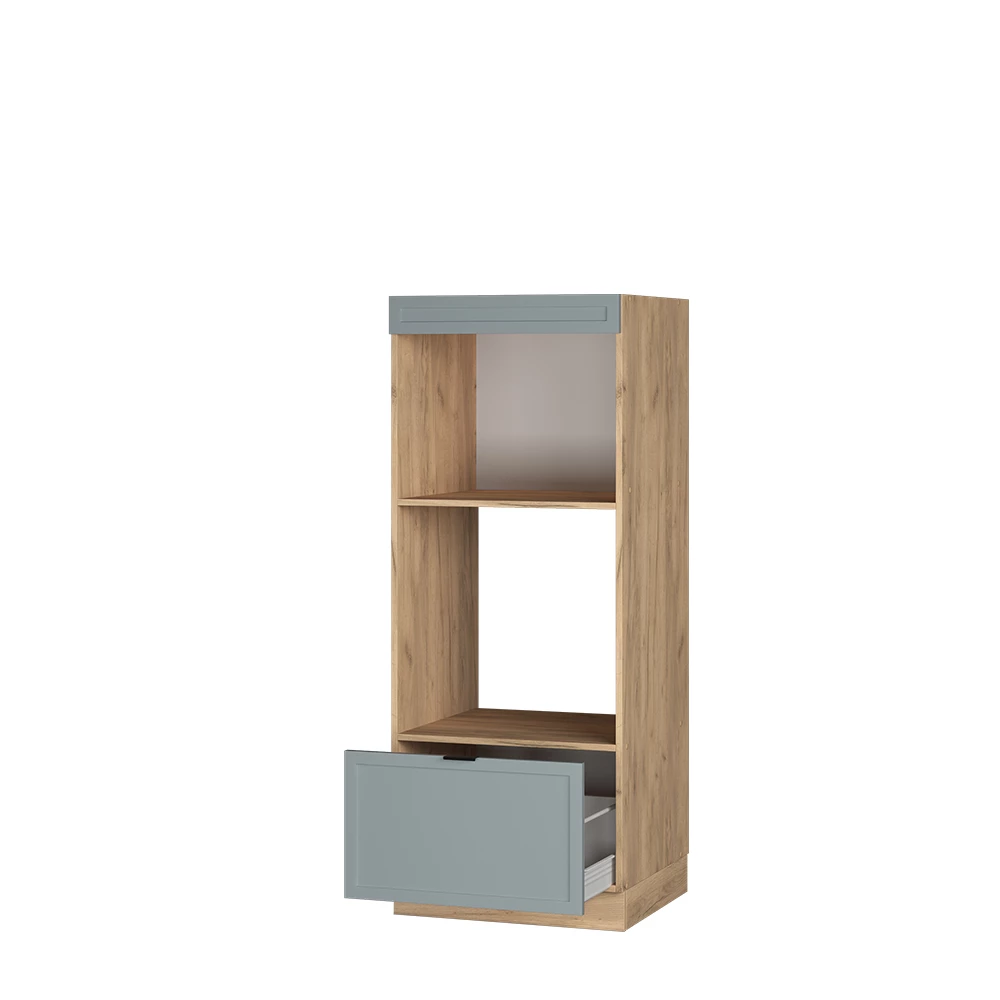 Armoire micro-ondes en Bleu clair-gris sur fond blanc