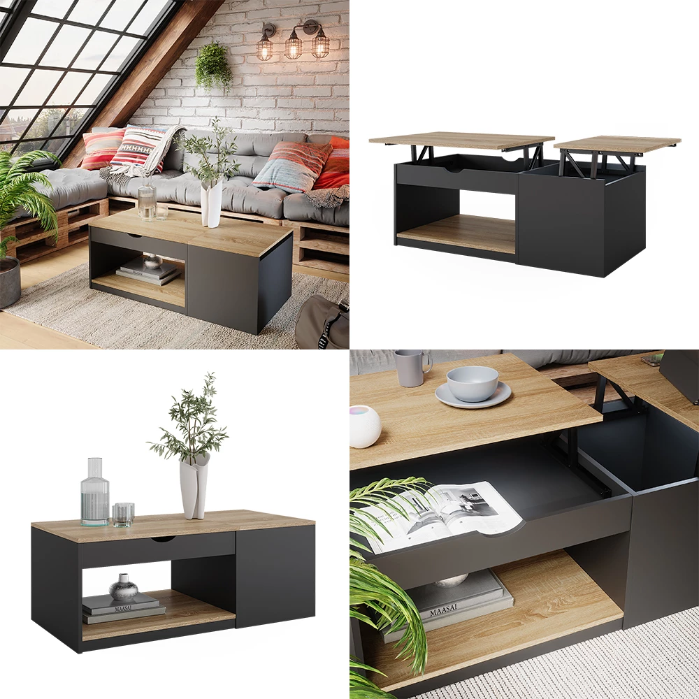 Couchtisch Avela Schwarz 55 x 110 cm livinity®