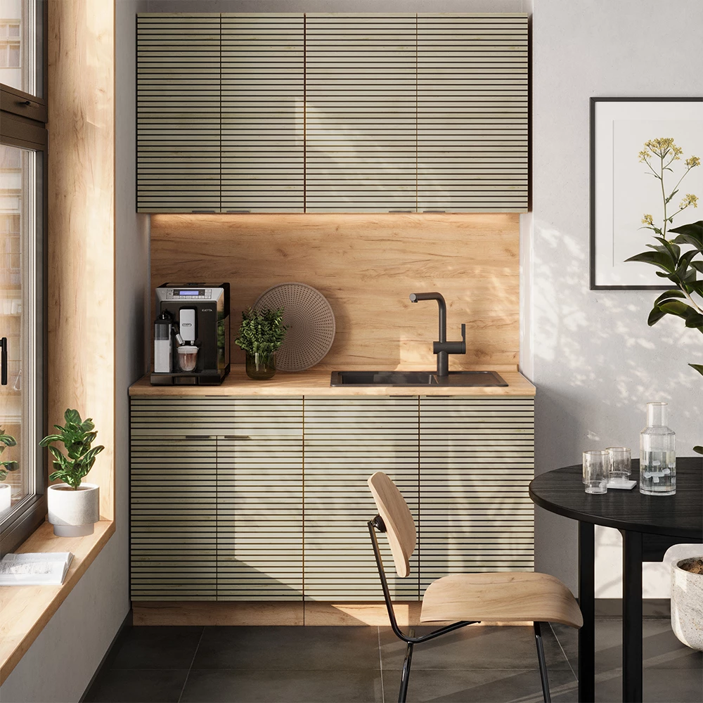 Vicco Bucătărie simplă Panou stejar/stejar Goldkraft 140cm, AP Stejar, Fame-Line