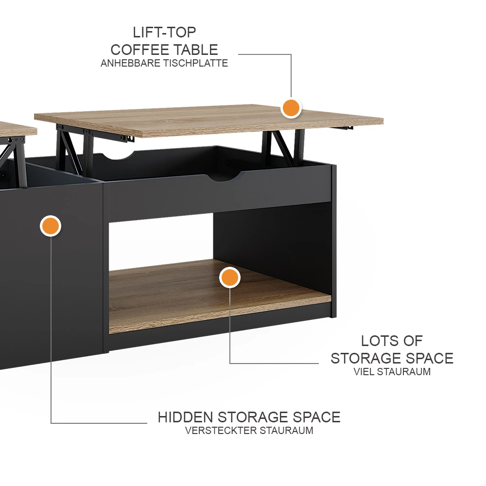 Couchtisch Avela Schwarz 55 x 110 cm livinity®
