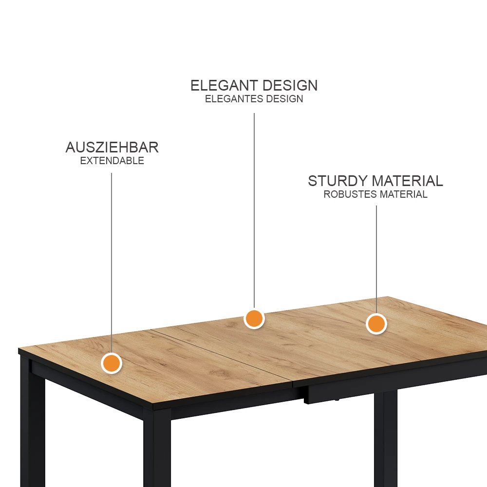 Esstisch Granny Eiche/Anthrazit 80-120 x 70 cm ausziehbar livinity®