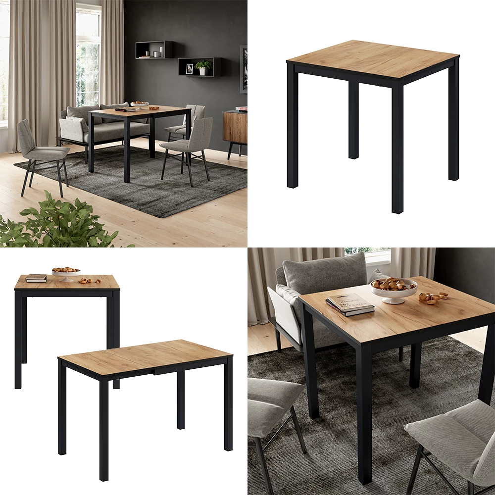 Esstisch Granny Eiche/Anthrazit 80-120 x 70 cm ausziehbar livinity®