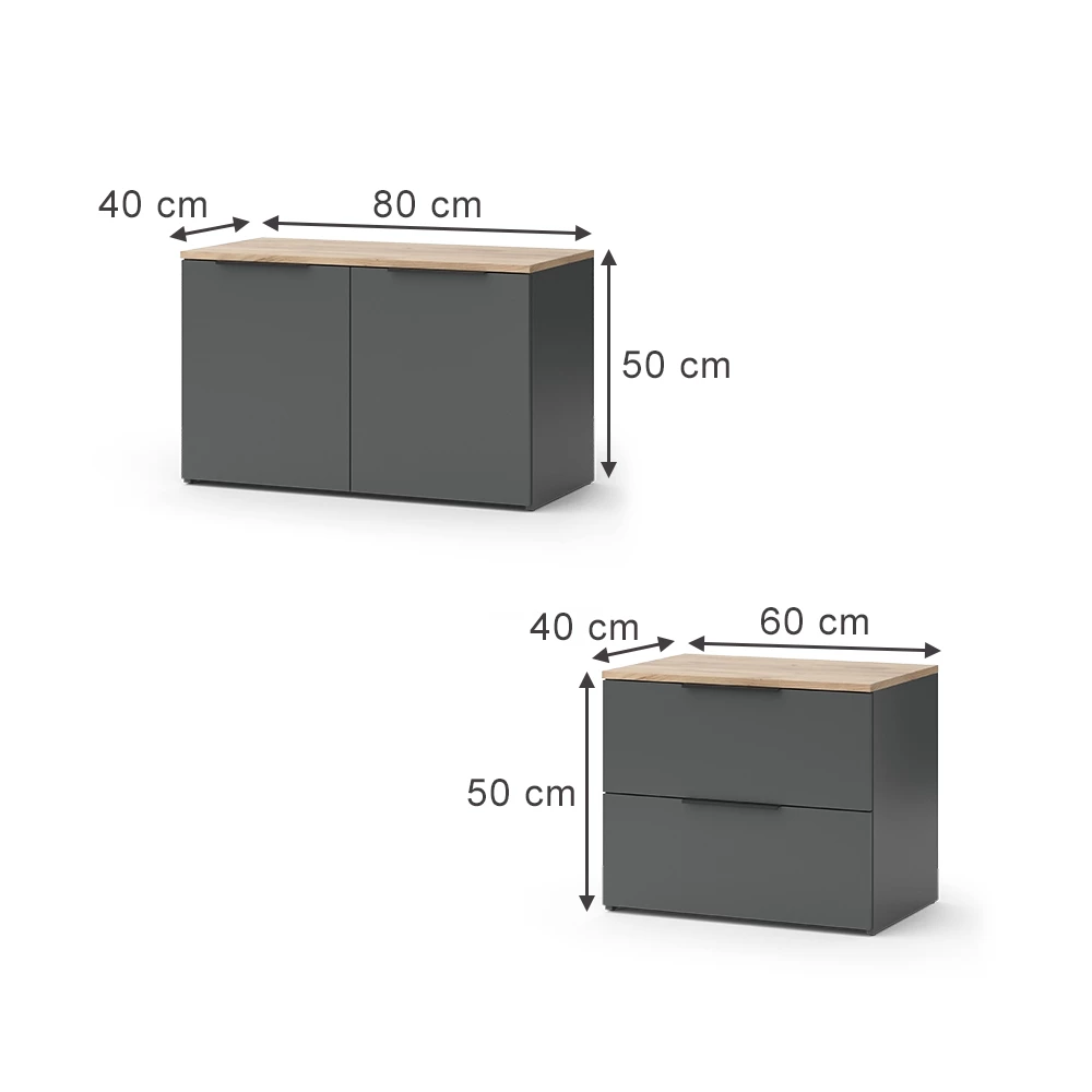 livinity® Wohnwand Anthrazit 3 Teile, Wido