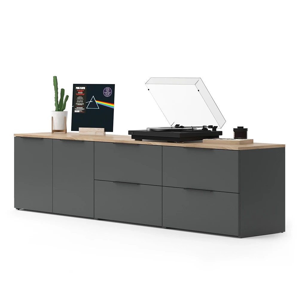 livinity® Wohnwand Anthrazit 3 Teile, Wido