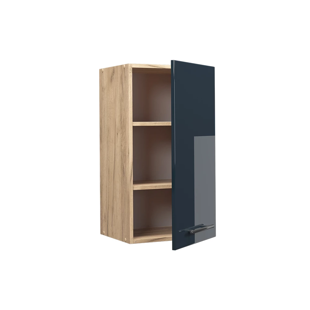 Hangkast in Donkerblauw hoogglans shown in ambient setting with decoration